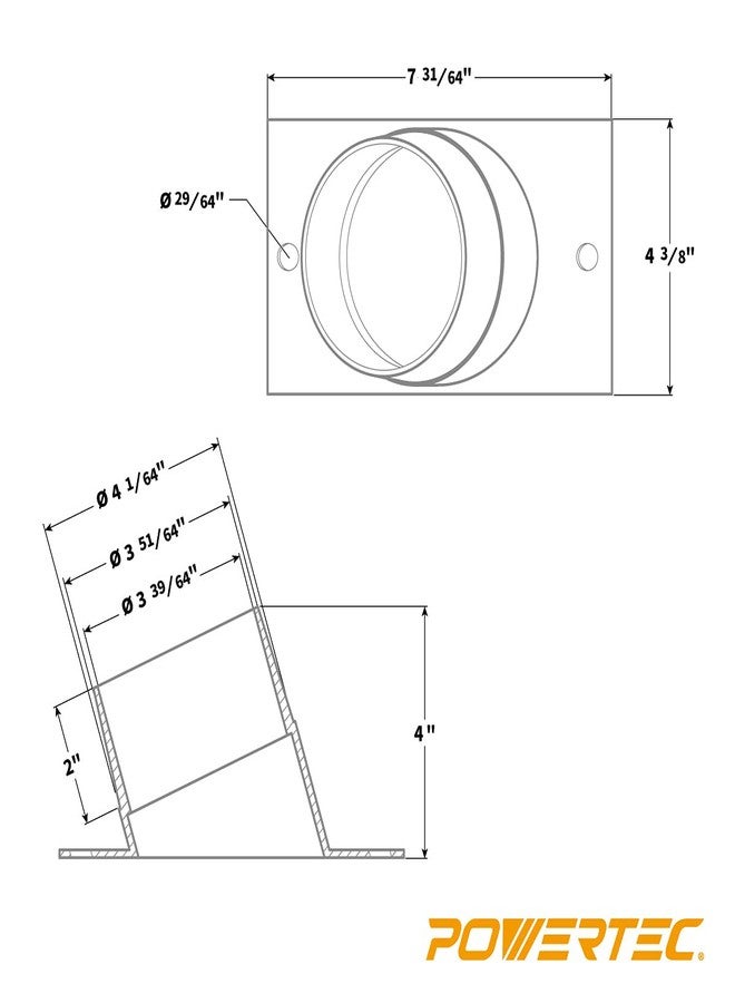 باورتيك منفذ غبار بزاوية POWERTEC 70153-P2، 4 بوصات، عبوة من قطعتين - Image 5