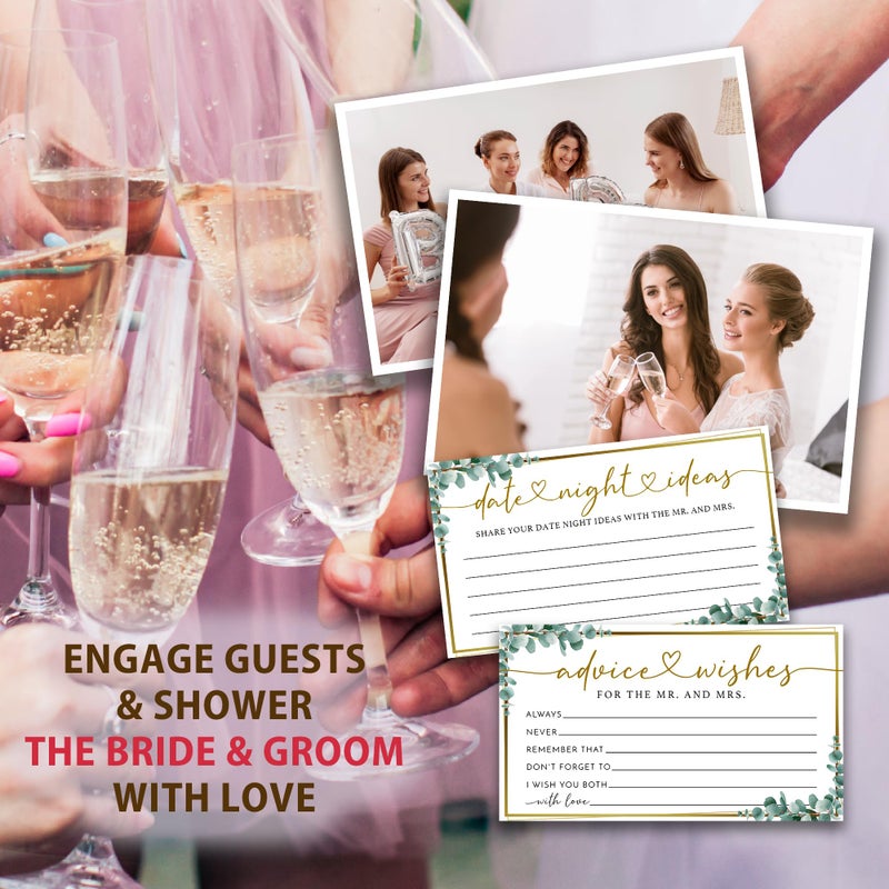 Crocothemis Eucalyptus Advice and Wishes for the Mr and Mrs - 50 Packs Wedding Advice Cards Bridal Shower Game Cards with Box Reception Guest Book for Bride Groom Newlywed Engagement Party Decoration -A10 - Image 4