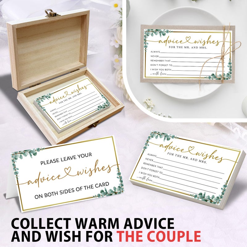 Crocothemis Eucalyptus Advice and Wishes for the Mr and Mrs - 50 Packs Wedding Advice Cards Bridal Shower Game Cards with Box Reception Guest Book for Bride Groom Newlywed Engagement Party Decoration -A10 - Image 3