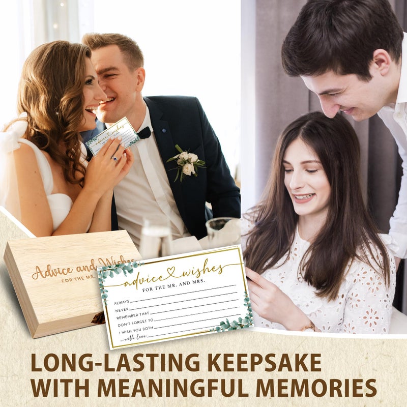 Crocothemis Eucalyptus Advice and Wishes for the Mr and Mrs - 50 Packs Wedding Advice Cards Bridal Shower Game Cards with Box Reception Guest Book for Bride Groom Newlywed Engagement Party Decoration -A10 - Image 5