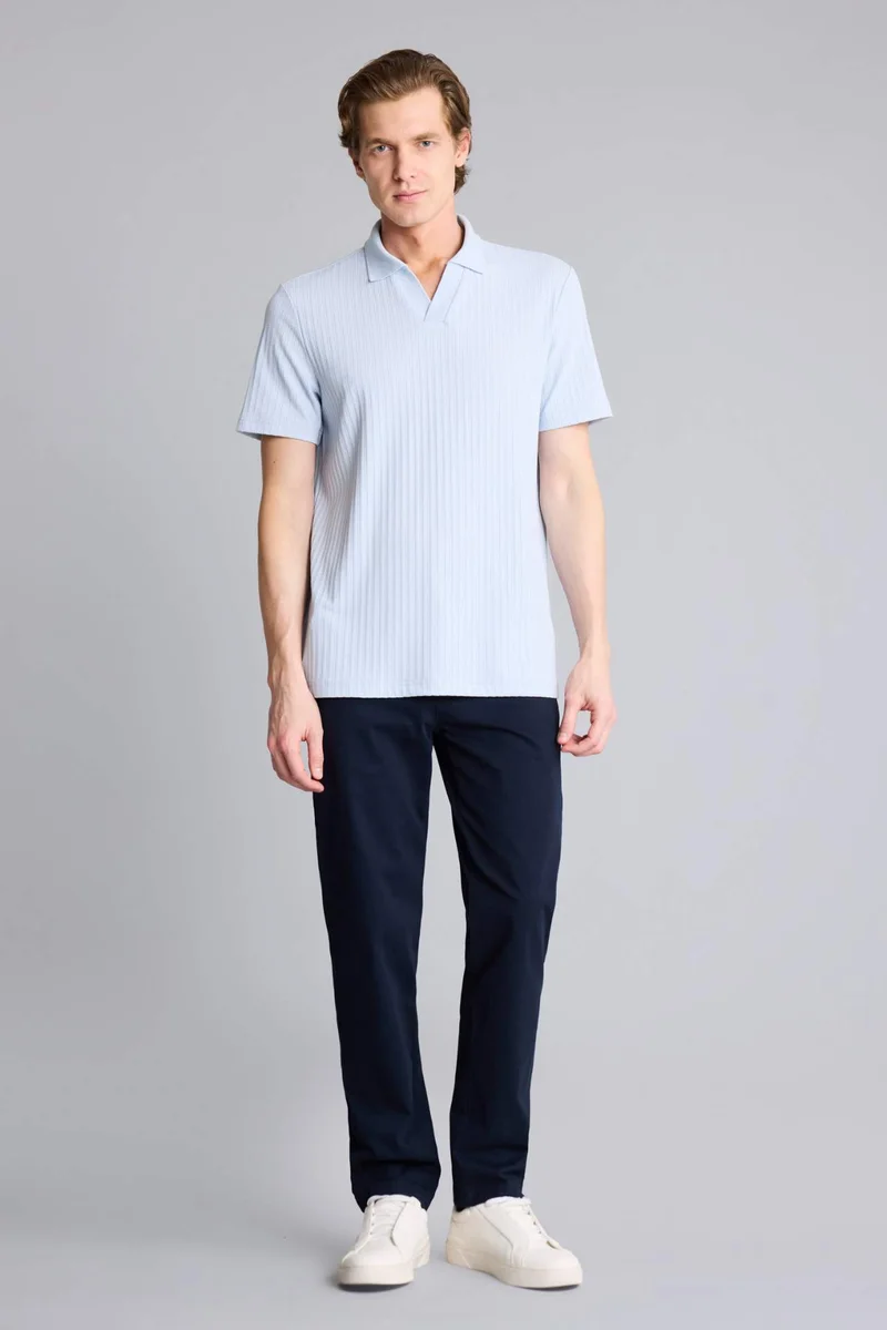ديفاكتو Regular Fit Crinkle Short Sleeve Polo T-Shirt