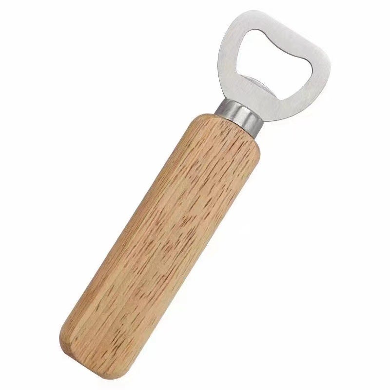 Sturdy Stainless Steel Beer Opener with Wood Handle style two short neck