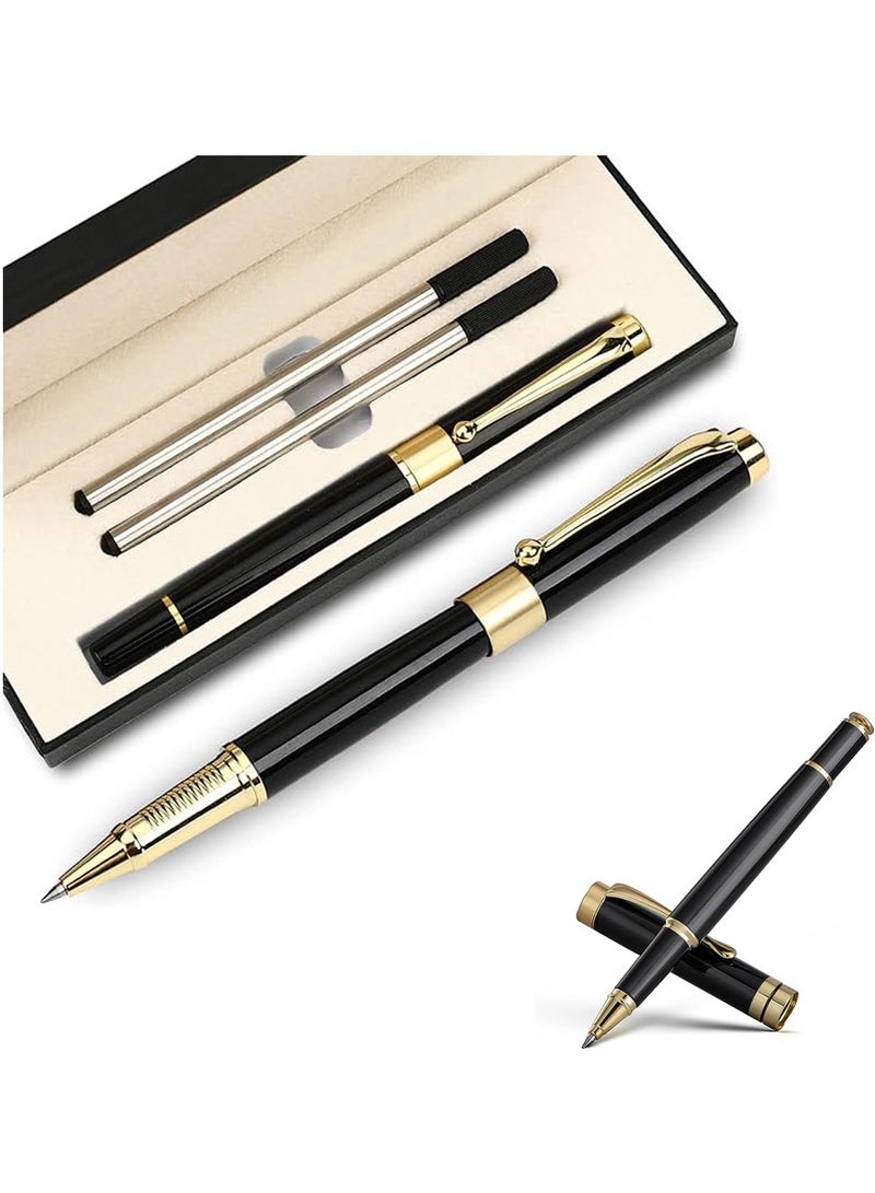 Tanyaz Ballpoint Pen Black Refill,Luxury Metal Ball Point Pen with 2 Refills Black Ink Pen Smooth Writing Rollerball Pen Gift for Professional Executive,Office,Nice BallPens Classy Gift Box  - Image 1