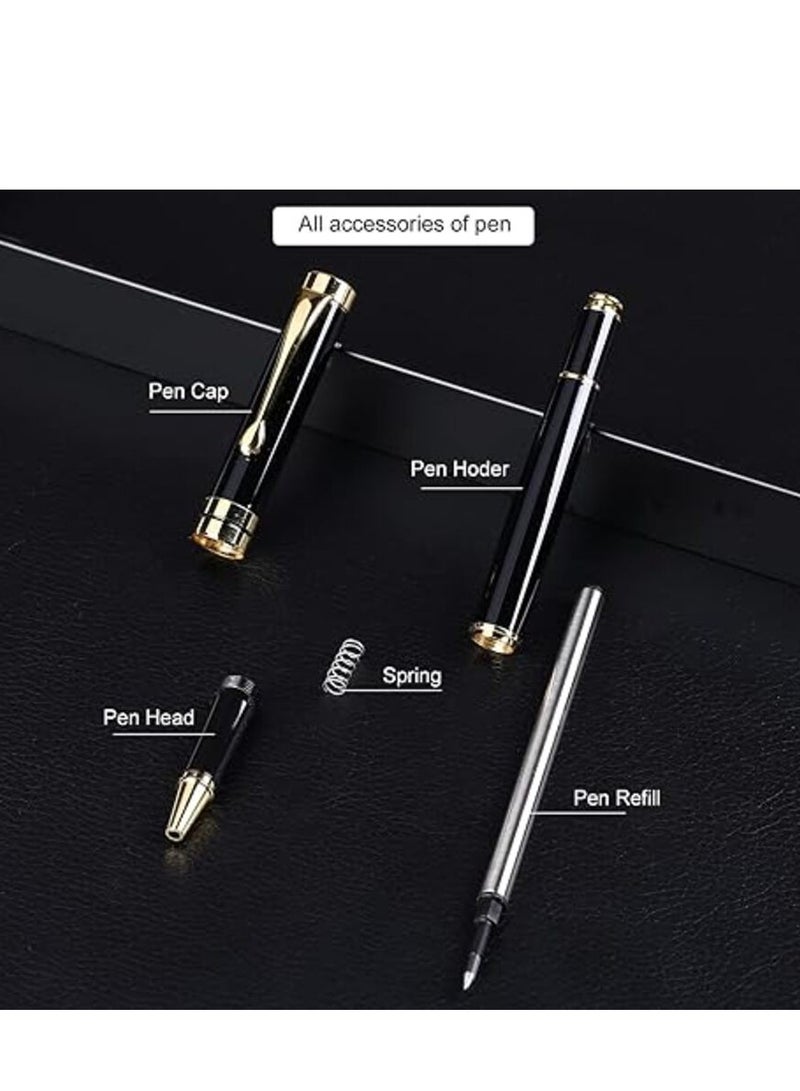 Tanyaz Ballpoint Pen Black Refill,Luxury Metal Ball Point Pen with 2 Refills Black Ink Pen Smooth Writing Rollerball Pen Gift for Professional Executive,Office,Nice BallPens Classy Gift Box  - Image 2