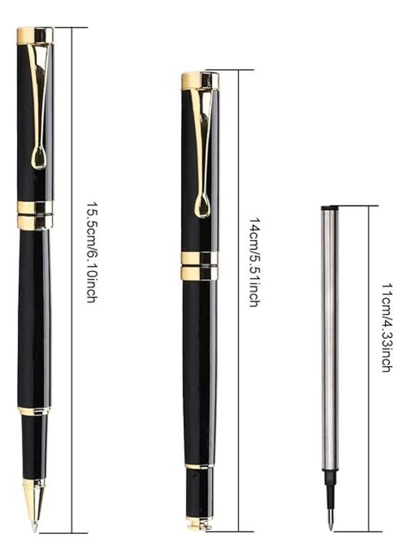 Tanyaz Ballpoint Pen Black Refill,Luxury Metal Ball Point Pen with 2 Refills Black Ink Pen Smooth Writing Rollerball Pen Gift for Professional Executive,Office,Nice BallPens Classy Gift Box  - Image 4