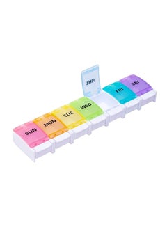 7 Day Pill Organizer Large Push Button Weekly Pill Box For Pills/Vitamin/Fish Oil/Supplements - Rainbow