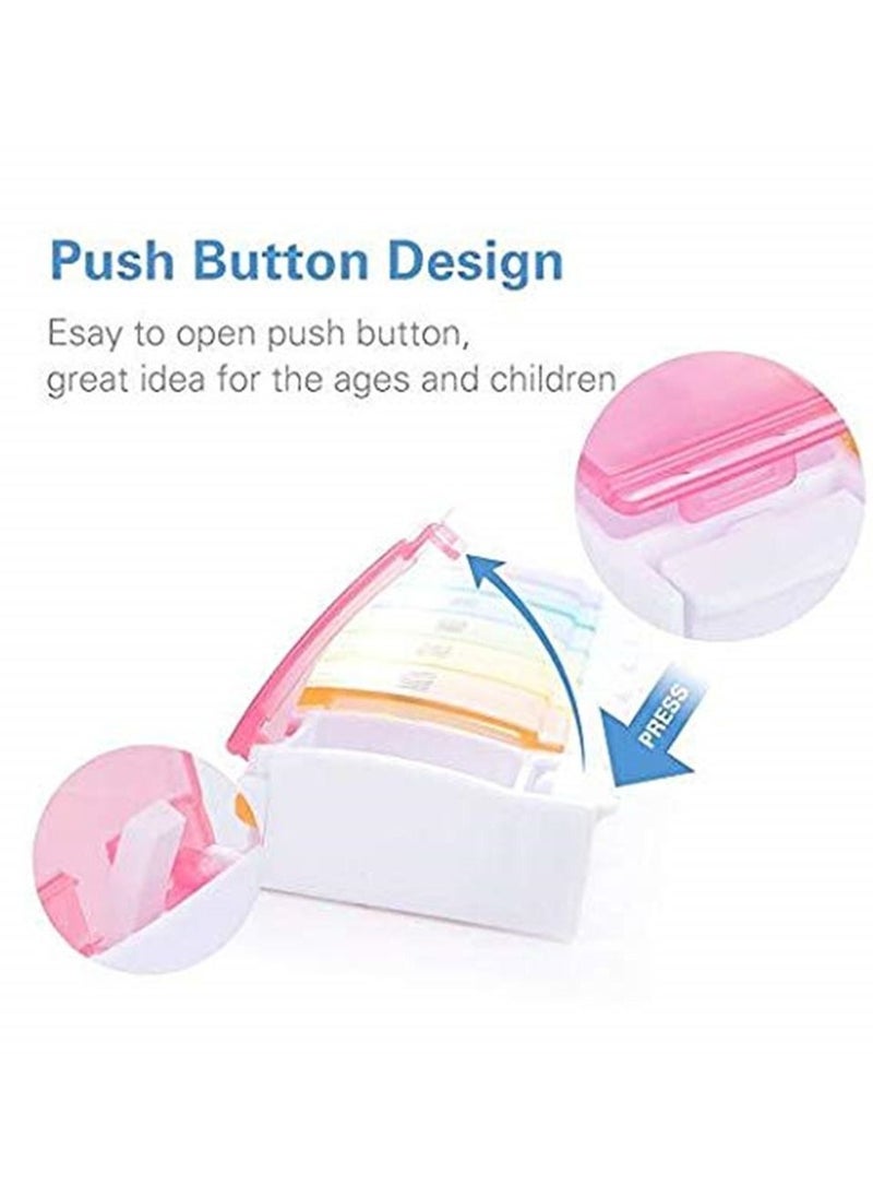 Generic - 7 Day Pill Organizer Large Push Button Weekly Pill Box For Pills/Vitamin/Fish Oil/Supplements - Rainbow - Image 1