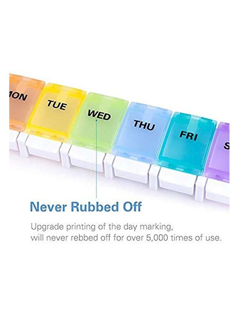 Generic - 7 Day Pill Organizer Large Push Button Weekly Pill Box For Pills/Vitamin/Fish Oil/Supplements - Rainbow - Image 1
