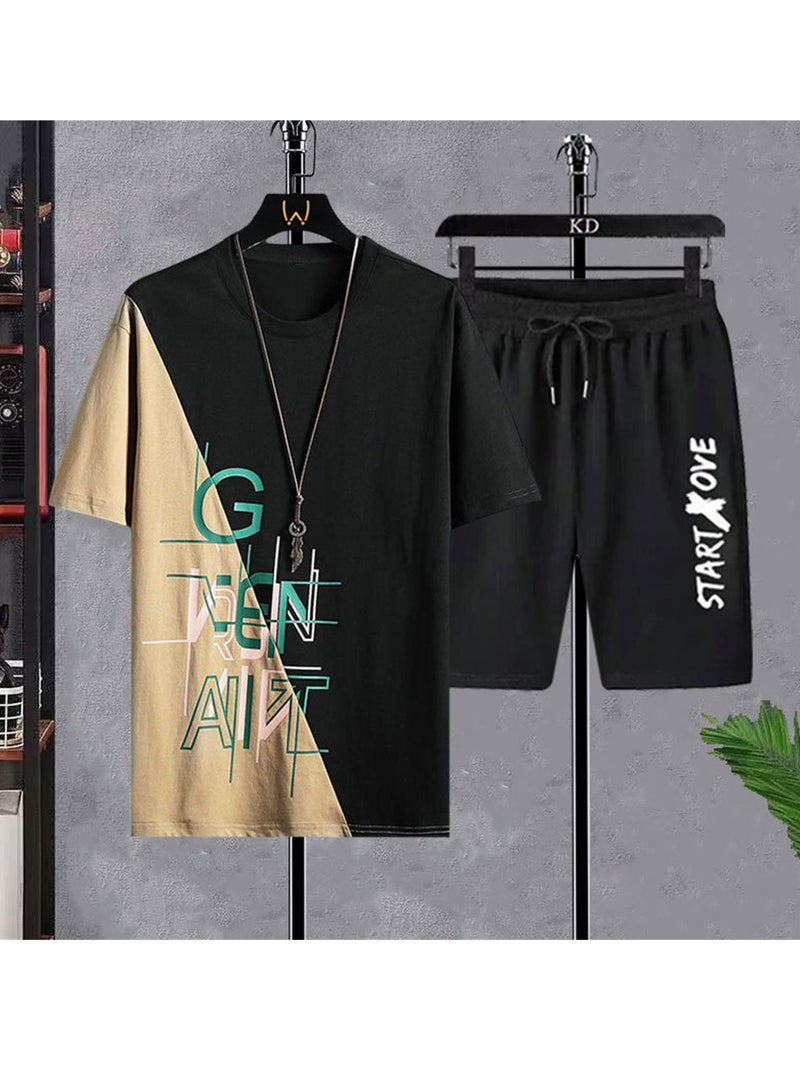 Quick-drying sports shorts two-piece casual summer set Thin trendy short-sleeved T-shirt for students - Image 2