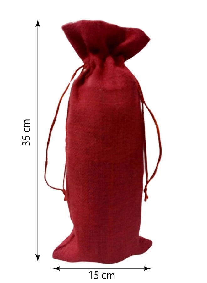 JUTECHO Handmade Jute Wine & Water Bottle Cover - Eco-Friendly, Durable & Stylish Storage Sleeve for Bottles, Perfect for Gifts & Parties(Size - L-35Cm W - 15 Cm, Light Weight - 40 Gram) (Red) - Image 2