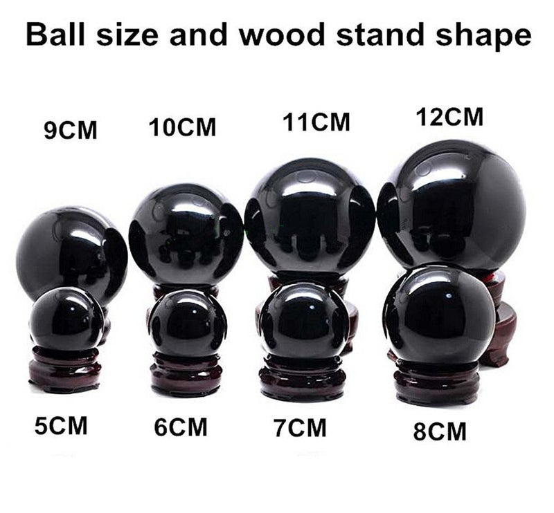 BCQLI كرة بلورية طبيعية من أوبسيديان سوداء بحجم XXXL بقطر 120 مم (4.72 بوصة) مع قاعدة - Image 3