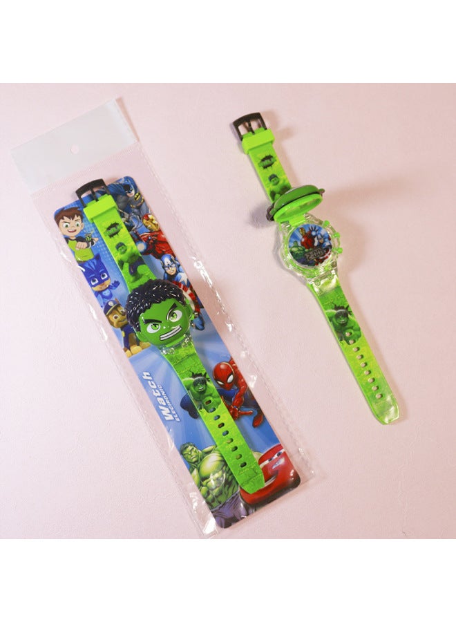 Ultra Light Music Kidsren's Cartoon Digital Watch Kidsren Baby Boys Girls 3 Toddler Toys 6 Years Old-Color:528 Green Giant In Bag  - Image 1