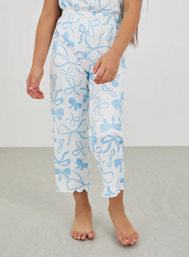 Styli Styli Printed Buttoned Short Sleeve Top and Pyjama Set