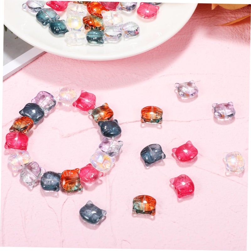 Mixed Color Cat Head Beads 50 Pcs for DIY Bracelets Kids Jewelry Making Craft Party Favors - Image 4