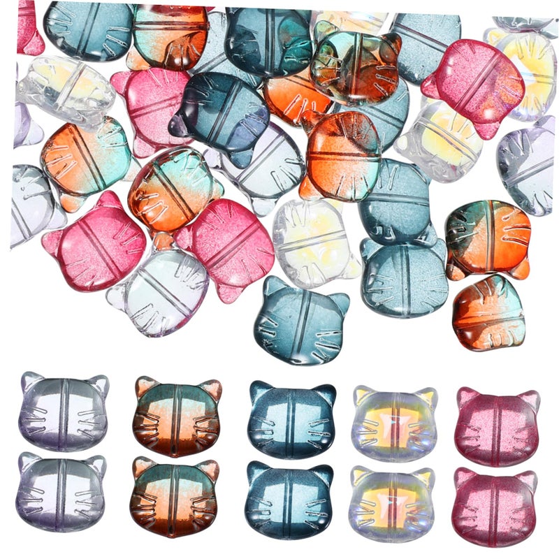 Mixed Color Cat Head Beads 50 Pcs for DIY Bracelets Kids Jewelry Making Craft Party Favors - Image 2