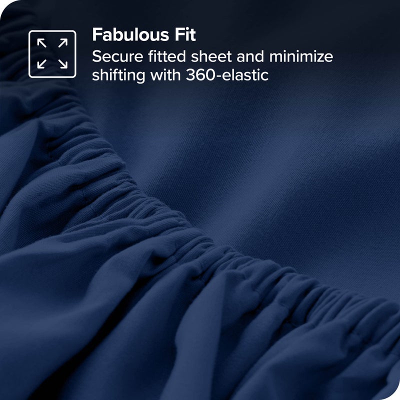Bare Home Bare Home 5-Pack Fitted Bottom Ultra-Soft Sheets Queen - Premium 1800 Ultra-Soft Microfiber - Deep Pocket (Queen  Dark Blue)  - Image 3