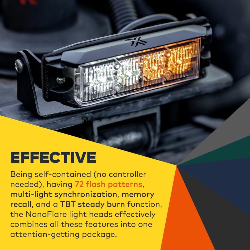 LAMPHUS NanoFlare 4" 4W Blue White LED Surface Mount Police Grill Strobe Warning Lights [SAE Class 1] 12V Rectangle Grille Flashing Emergency Light Head for Fire Figher Responder Vehicle Car - Image 2