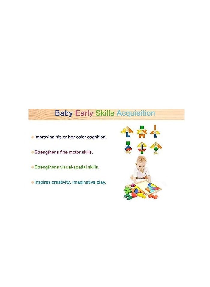 Multicolored Wooden Puzzle Toy Brain Teasers Learning and Educational Colorful Russian Blocks Jigsaw for Kids and Adults (40 Pieces) - Image 4