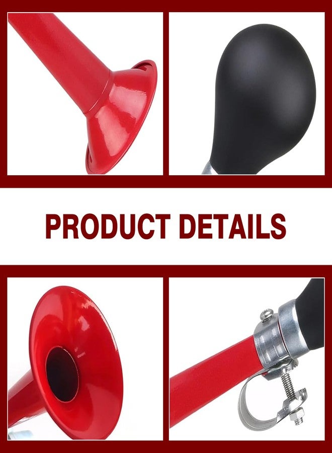 DACIRTY Bike Metal Air Horn, PVC Alloy Flood Sound Squeeze Ball Horn, Head/Mid Tube/Tail Modification Accessories, Suitable for Most Mountain Bikes Bicycles Beach Bikes (Red) - Image 4