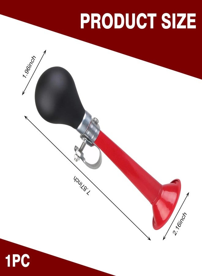 DACIRTY Bike Metal Air Horn, PVC Alloy Flood Sound Squeeze Ball Horn, Head/Mid Tube/Tail Modification Accessories, Suitable for Most Mountain Bikes Bicycles Beach Bikes (Red) - Image 2