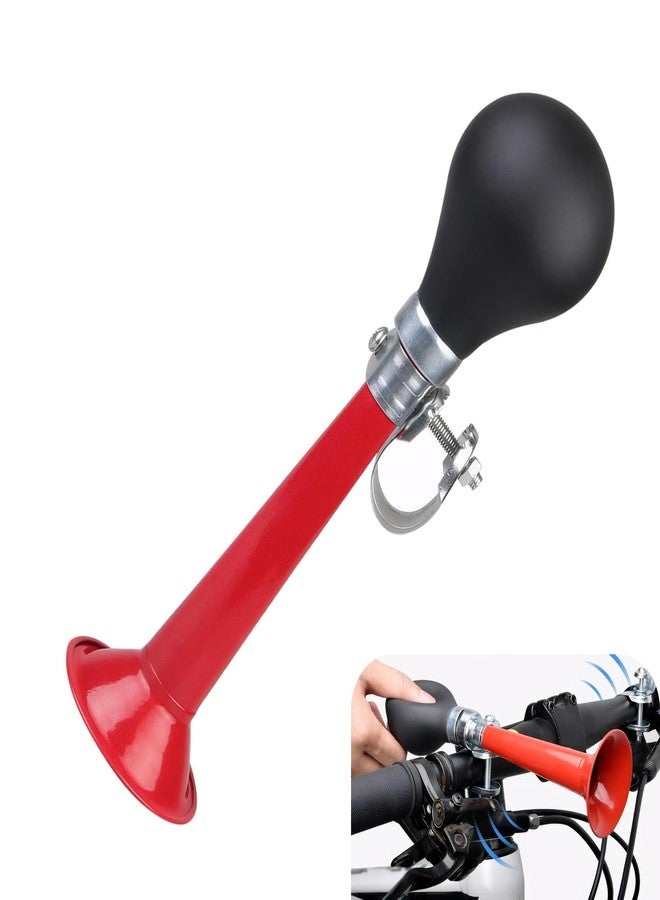 DACIRTY Bike Metal Air Horn, PVC Alloy Flood Sound Squeeze Ball Horn, Head/Mid Tube/Tail Modification Accessories, Suitable for Most Mountain Bikes Bicycles Beach Bikes (Red) - Image 1