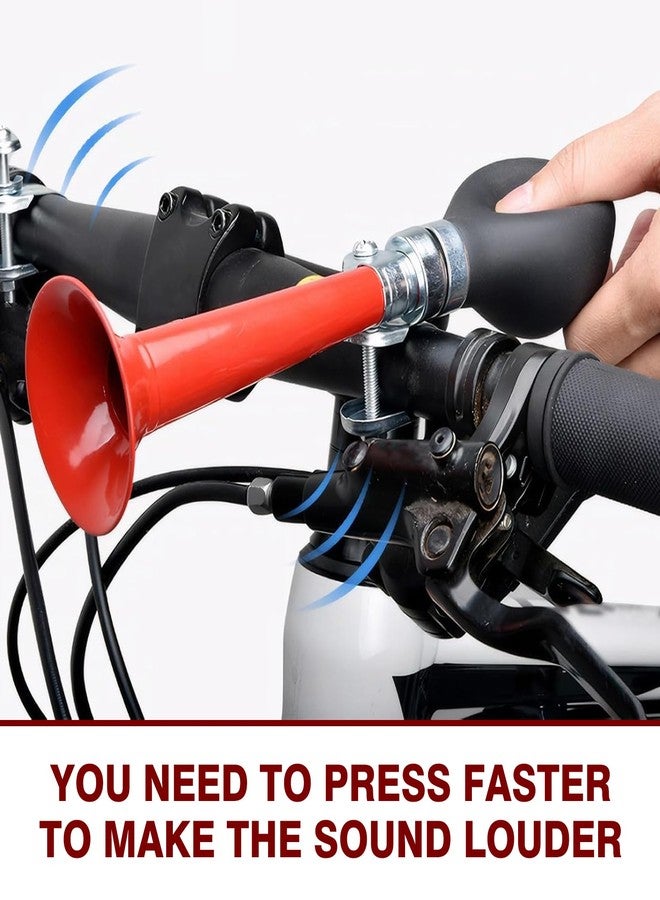 DACIRTY Bike Metal Air Horn, PVC Alloy Flood Sound Squeeze Ball Horn, Head/Mid Tube/Tail Modification Accessories, Suitable for Most Mountain Bikes Bicycles Beach Bikes (Red) - Image 3