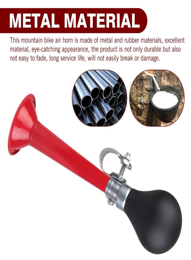 DACIRTY Bike Metal Air Horn, PVC Alloy Flood Sound Squeeze Ball Horn, Head/Mid Tube/Tail Modification Accessories, Suitable for Most Mountain Bikes Bicycles Beach Bikes (Red) - Image 5