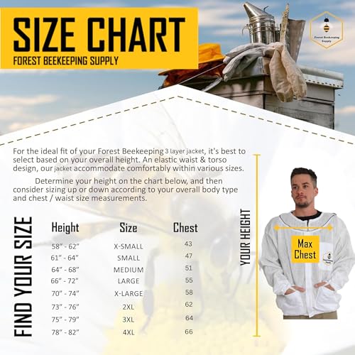 FOREST BEEKEEPING SUPPLY Forest Beekeeping full Ventilated Jacket - with Ventilated Fencing Veil, Premium Beekeeping Jacket YKK Brass Zippers, Professional, Commercial, and Beginner Beekeeper Jacket (LARGE) - Image 4