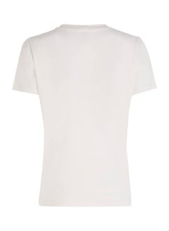 TOMMY HILFIGER Women's 1985 Collection Signature Logo T-Shirt -  Stretch organic cotton, White  - Image 4