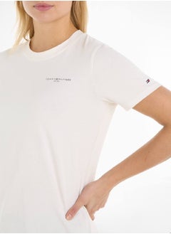TOMMY HILFIGER Women's 1985 Collection Signature Logo T-Shirt -  Stretch organic cotton, White  - Image 5