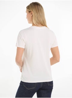 TOMMY HILFIGER Women's 1985 Collection Signature Logo T-Shirt -  Stretch organic cotton, White  - Image 3