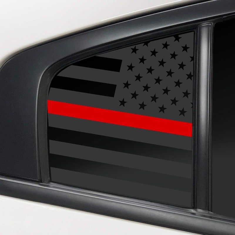 Bogar Tech Designs - PRECUT Quarter Window American Flag Vinyl Decal Compatible with Dodge Charger 2011-2023, Thin Red Line - Image 1