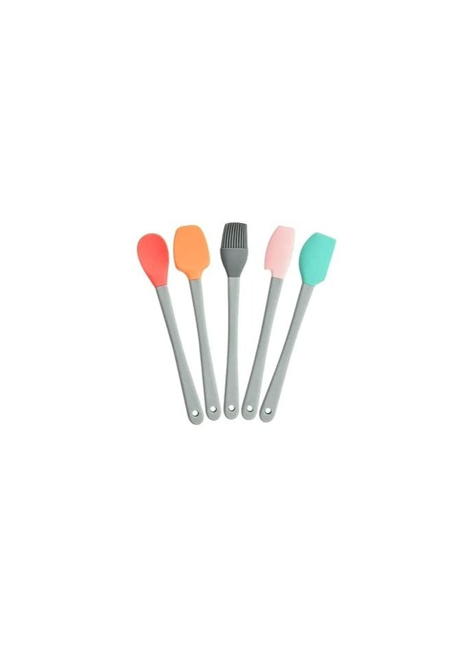 5-Piece Mini Spreader Set - Oil Brush + Spoon + Rack + Spatula - Stylish Multi-Colors - High-Quality Material Z - Image 1