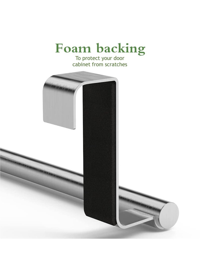 SKY-TOUCH - 2pcs Kitchen Towel Bar Holder Fits on Cupboards Over Cabinet Door Towel and Wash Cloth Hanging Storage Accessories Strong Modern Design Stainless Steel - Image 1