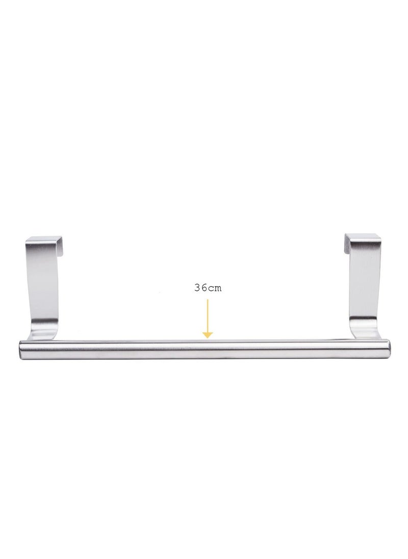SKY-TOUCH - 2pcs Kitchen Towel Bar Holder Fits on Cupboards Over Cabinet Door Towel and Wash Cloth Hanging Storage Accessories Strong Modern Design Stainless Steel - Image 1