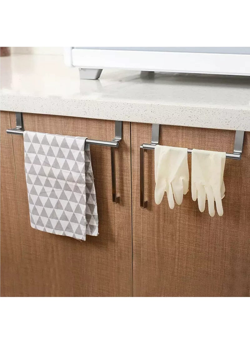 SKY-TOUCH - 2pcs Kitchen Towel Bar Holder Fits on Cupboards Over Cabinet Door Towel and Wash Cloth Hanging Storage Accessories Strong Modern Design Stainless Steel - Image 1