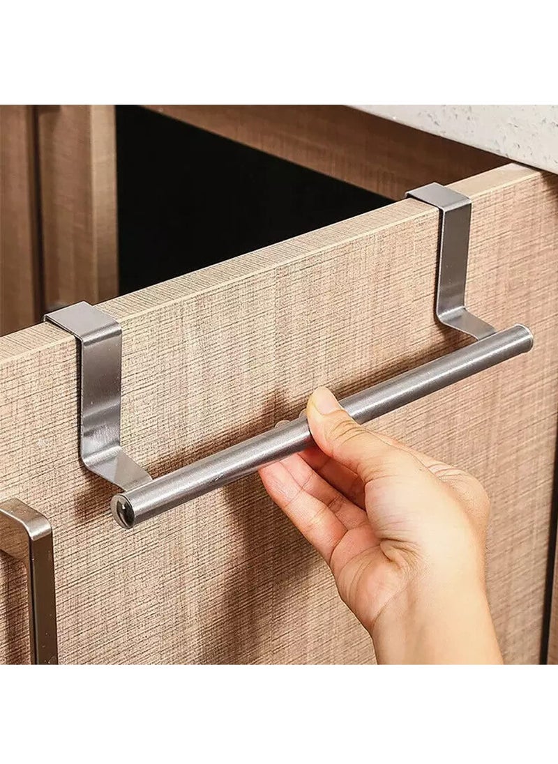 SKY-TOUCH - 2pcs Kitchen Towel Bar Holder Fits on Cupboards Over Cabinet Door Towel and Wash Cloth Hanging Storage Accessories Strong Modern Design Stainless Steel - Image 1