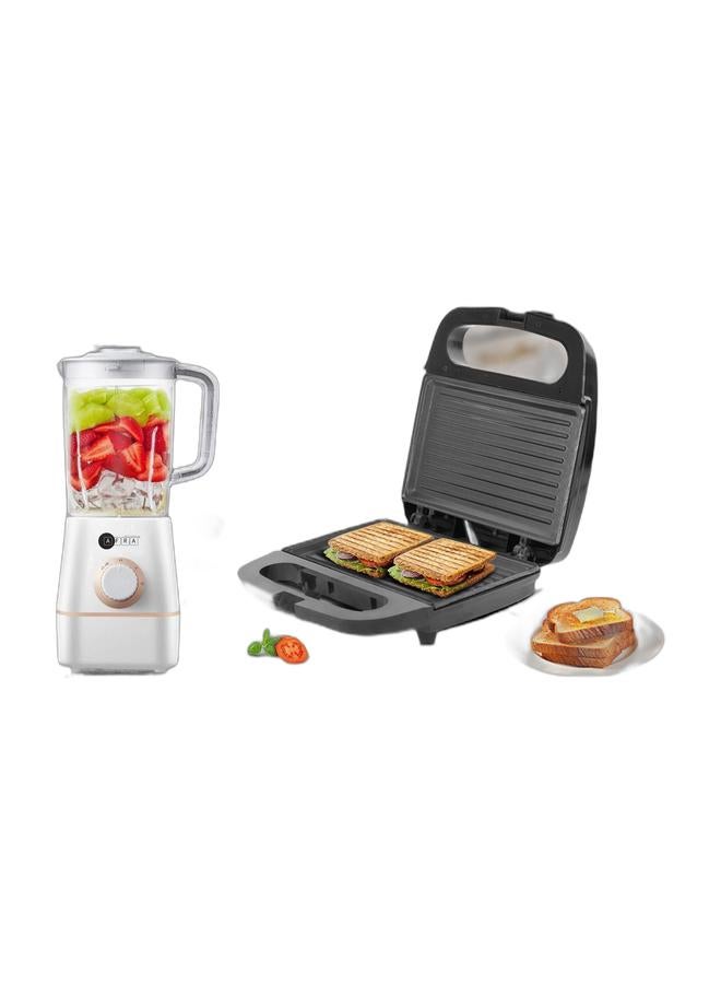 AFRA Kitchen Combo – 3-in-1 Blender 1.5L 400W + 2-Slice Grill Maker 750W, Stainless Steel, 2-Year Warranty - Image 1