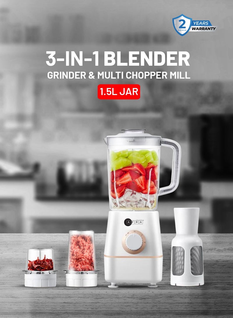 AFRA Kitchen Combo – 3-in-1 Blender 1.5L 400W + 2-Slice Grill Maker 750W, Stainless Steel, 2-Year Warranty - Image 2