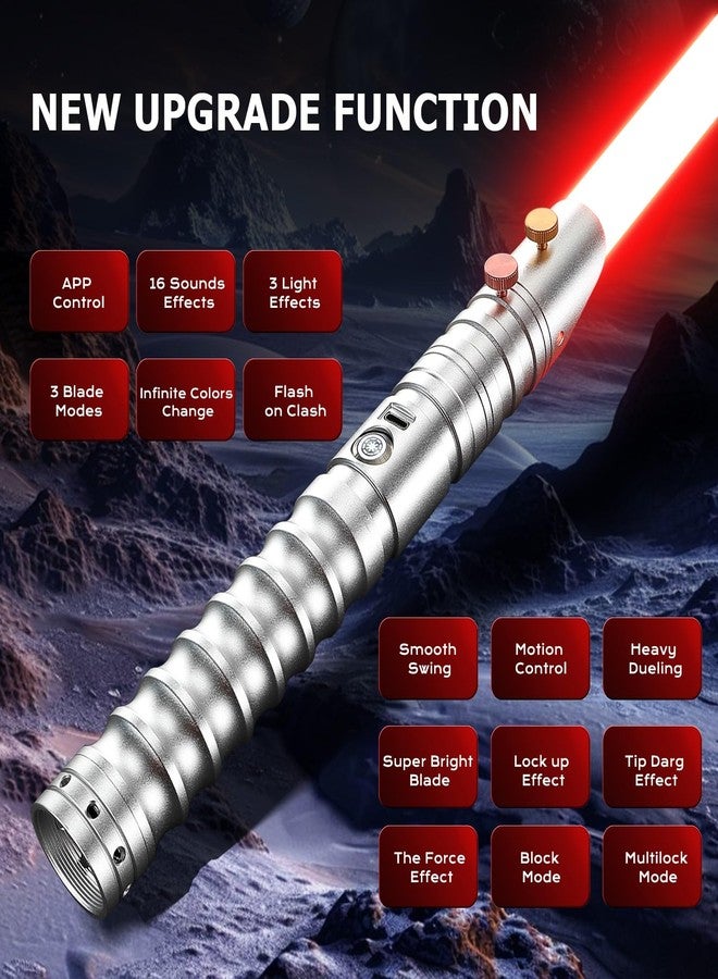 CVCBSER Upgrade App Dueling Lightsaber, Motion Control 16 Sets Sound Effects and 16 Colors Changeable, Smooth Swing Metal Light Saber for Adults - Image 3