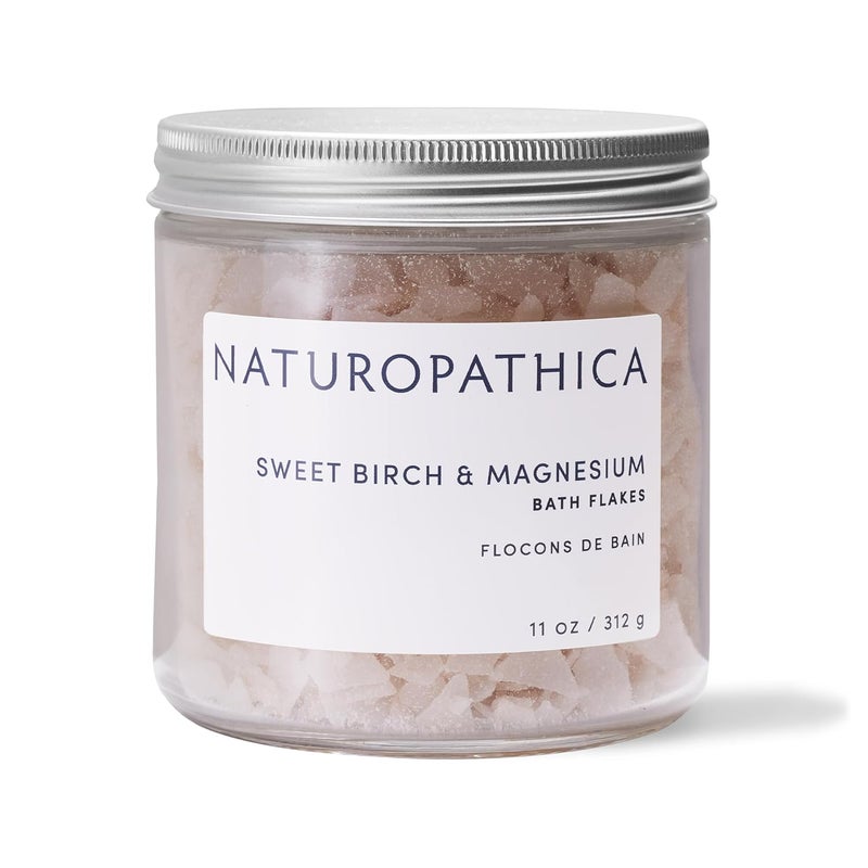 Naturopathica Sweet Birch and Magnesium Bath Flakes Soothing Daily Bath Soak for Muscle Discomfort Bathing Alternative to Epsom Salt Relaxing Tension Relief Soak for Men and Women 11 oz