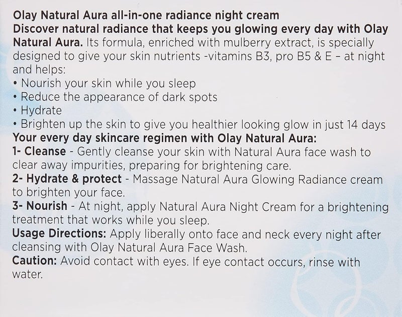 Olay Natural Aura Night All-In-One Radiance Cream with Mulberry Extract, 50 grams - Image 2