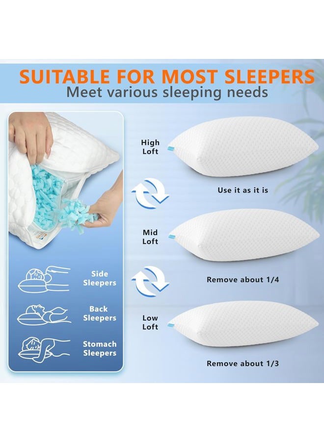 UYWO Cooling Memory Foam Pillows Firm and Soft, King Size 1 Pack, Original Adjustable Pillows for Side, Back or Stomach Sleepers with Removable Washable Cover - Image 5
