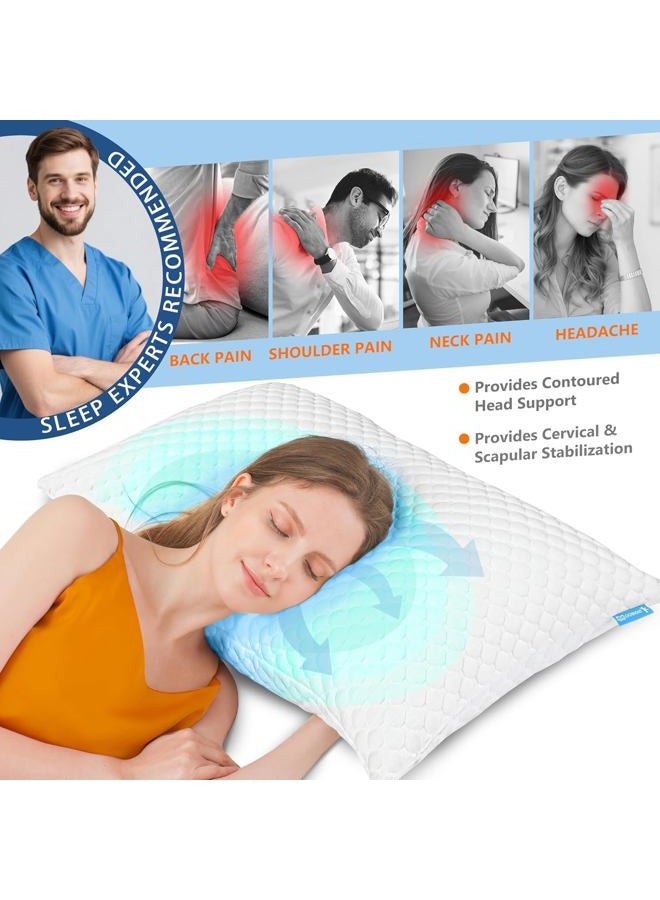 UYWO Cooling Memory Foam Pillows Firm and Soft, King Size 1 Pack, Original Adjustable Pillows for Side, Back or Stomach Sleepers with Removable Washable Cover - Image 2
