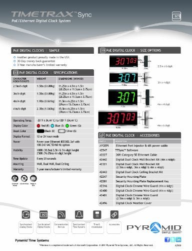 Pyramid Time Systems Simplex Compatible 4-Digit, Red LED 110V Digital Clock by Pyramid(41357G) - Image 3