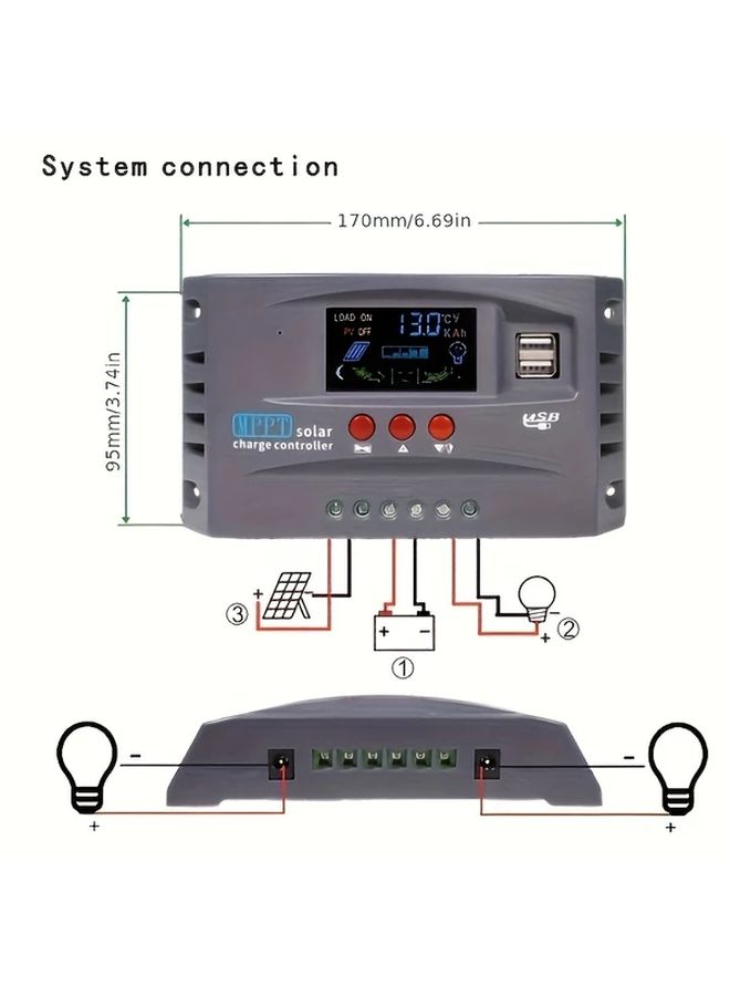 MPPT Solar Charge Controller 40A 12V 24V Auto Color Screen Lithium Lead Acid - Image 3