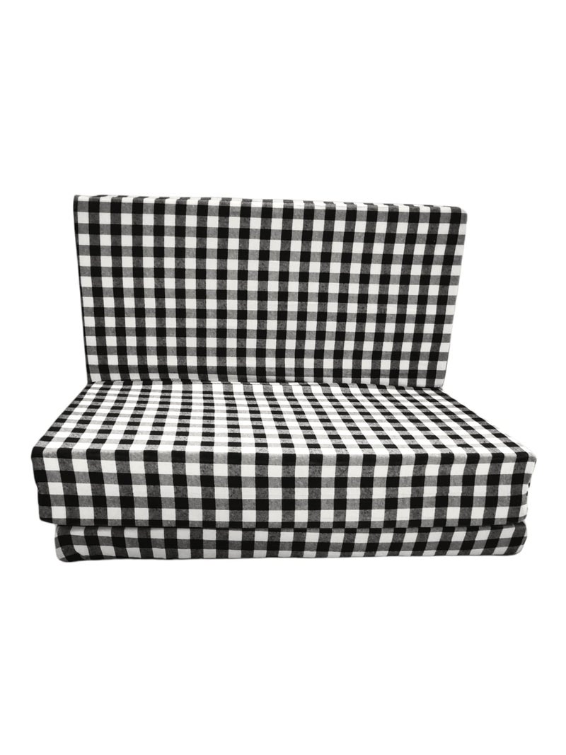 Deevine Craft 4 Fold Cotton Cover 5" Thick Mattress Medium Hard Firm Single Size Folding Pure White Epe Foam 4 Fold Mattress For Travel,Picnic (Black And White Gingham Plaid Check (4 Fold 35X72X5") - Image 5