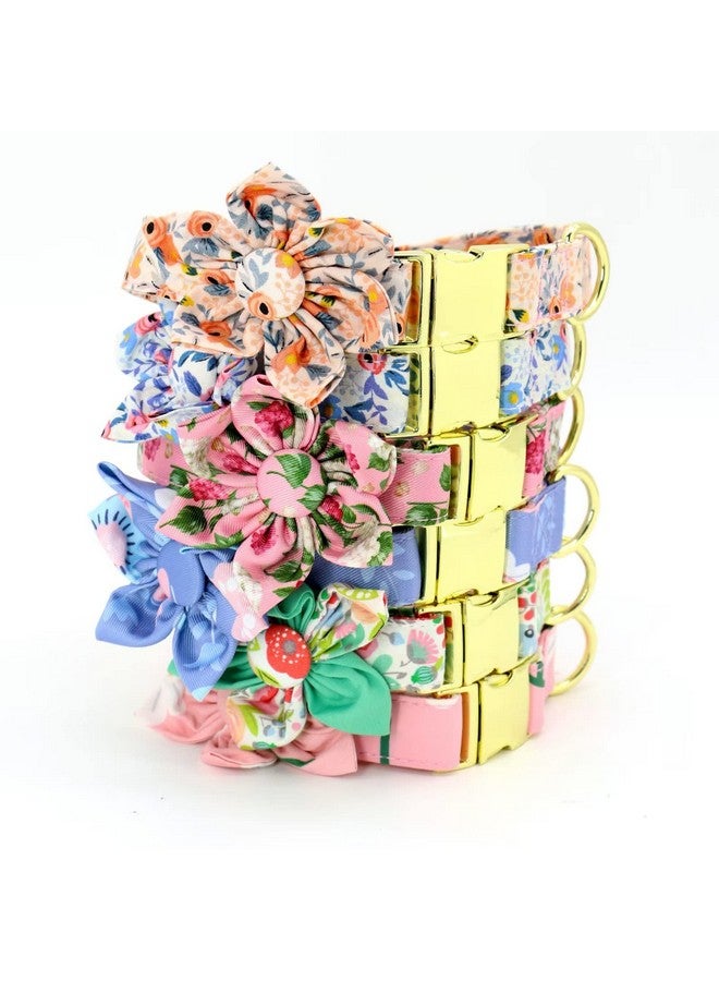 Beirui Cute Girl Dog Collar and Leash Set for Female Dogs- Floral Dog Collar with Flower for Small Medium Large Dogs Puppy, XS:Neck 8-12", Leash 5FT, Pink-2 - Image 4