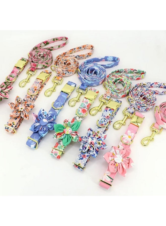 Beirui Cute Girl Dog Collar and Leash Set for Female Dogs- Floral Dog Collar with Flower for Small Medium Large Dogs Puppy, XS:Neck 8-12", Leash 5FT, Pink-2 - Image 5