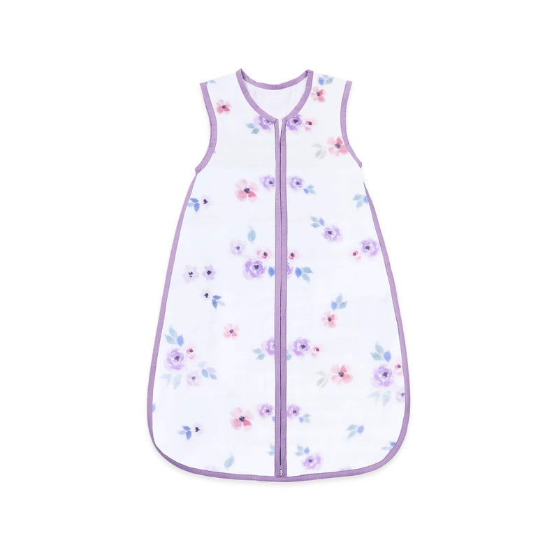 Masilo 100% Organic Cotton Silky-Soft Bamboo Muslin Sleeping Bag-Breathable Baby Wearable Blanket with Zipper-Soft & Lightweight-Age 0-6 Months, Bloom - Image 1